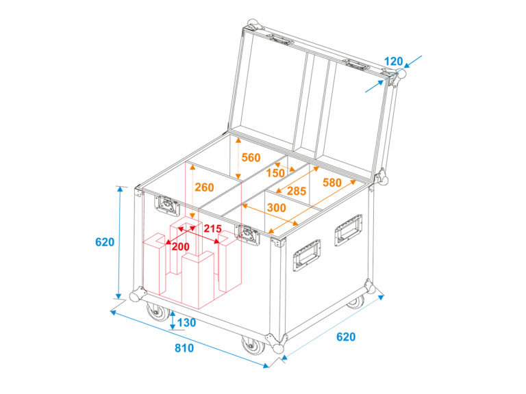 ROADINGER Flightcase 4x LED PFE-250