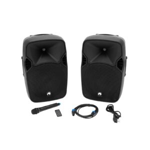 OMNITRONIC XFM-212AP Active 2-Way Speaker Set with Wireless Micr