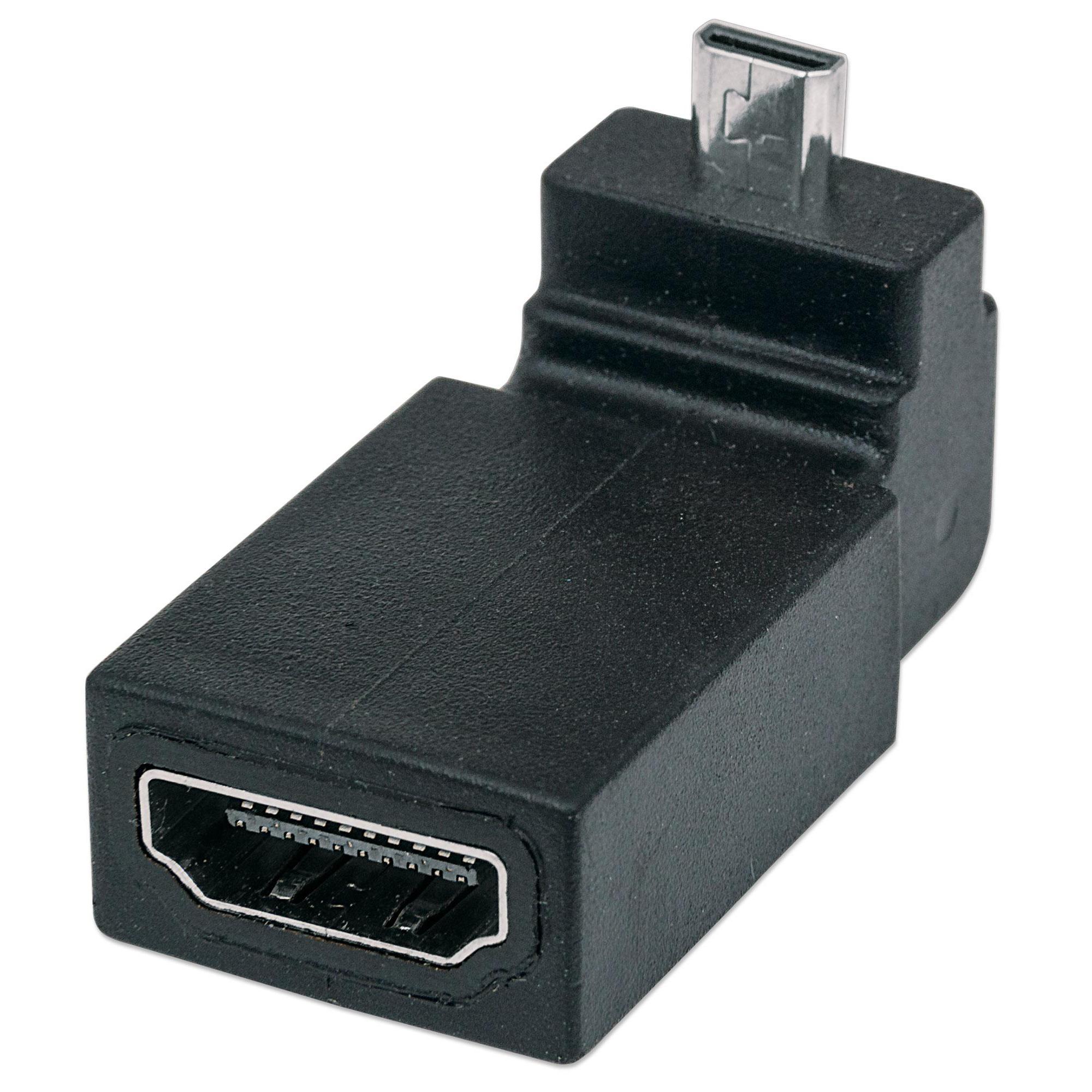 Adattatore HDMI A Femmina / Micro D Maschio Angolato Nero