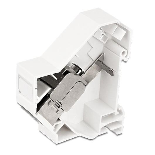 Adattatore su barra DIN per modulo RJ45 Keystone Schermato