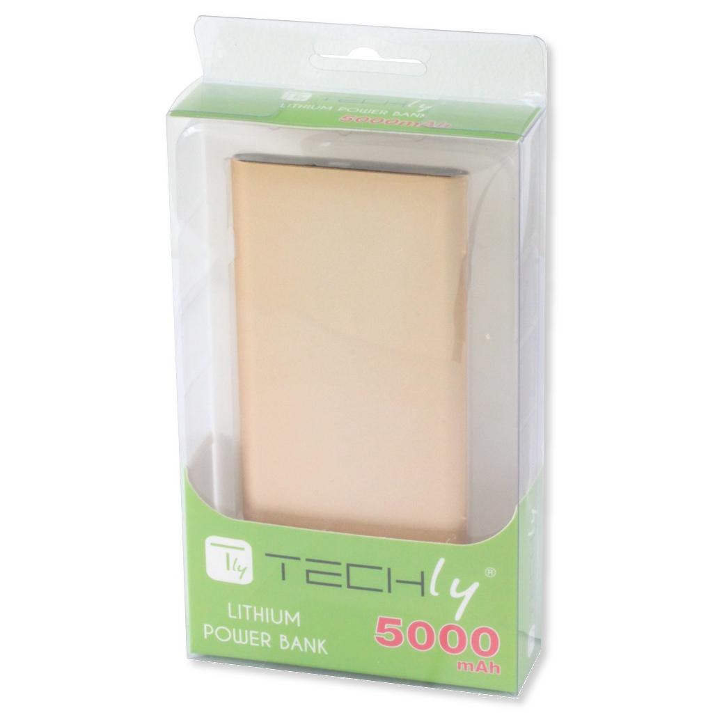 Carica Batterie Power Bank Slim per Smartphone Tablet 5000mAh USB Oro