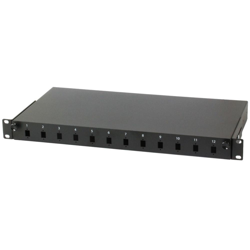 Cassetto Rack 19'' Fibra Ottica 12 porte LC Duplex/SC Simplex Nero