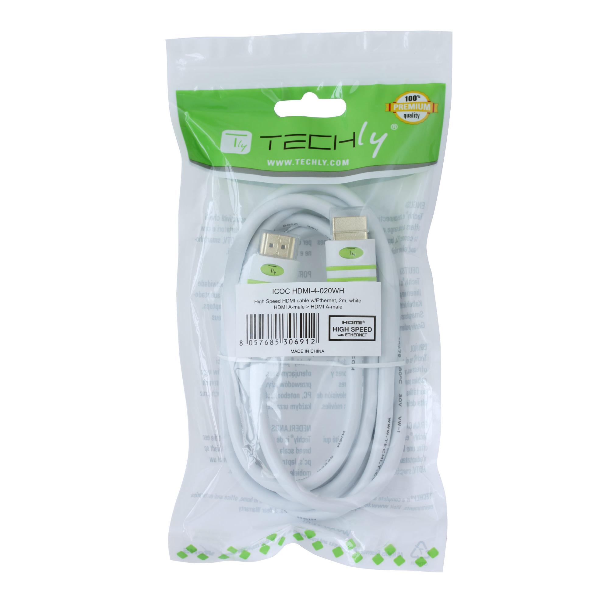 Cavo HDMI High Speed con Ethernet A/A M/M 5 m Bianco