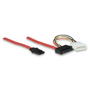 Cavo Slimline SATA Maschio / SATA Maschio / Molex, Rosso, 30 cm