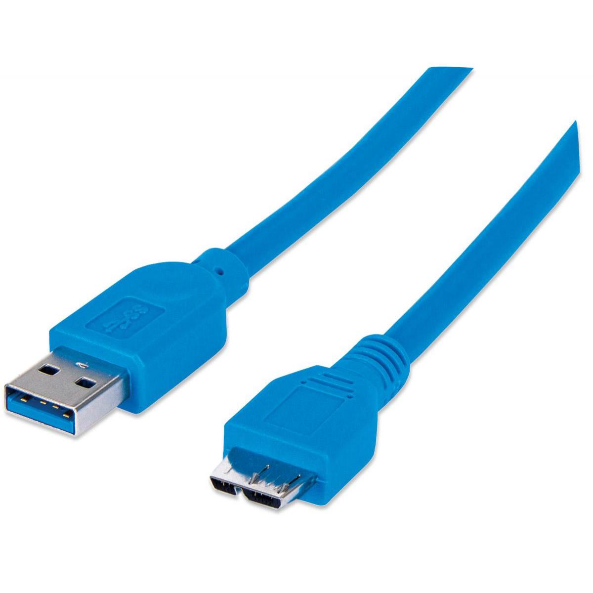 Cavo USB 3.0 SuperSpeed A/Micro B M/M 1 m Blu in Blister