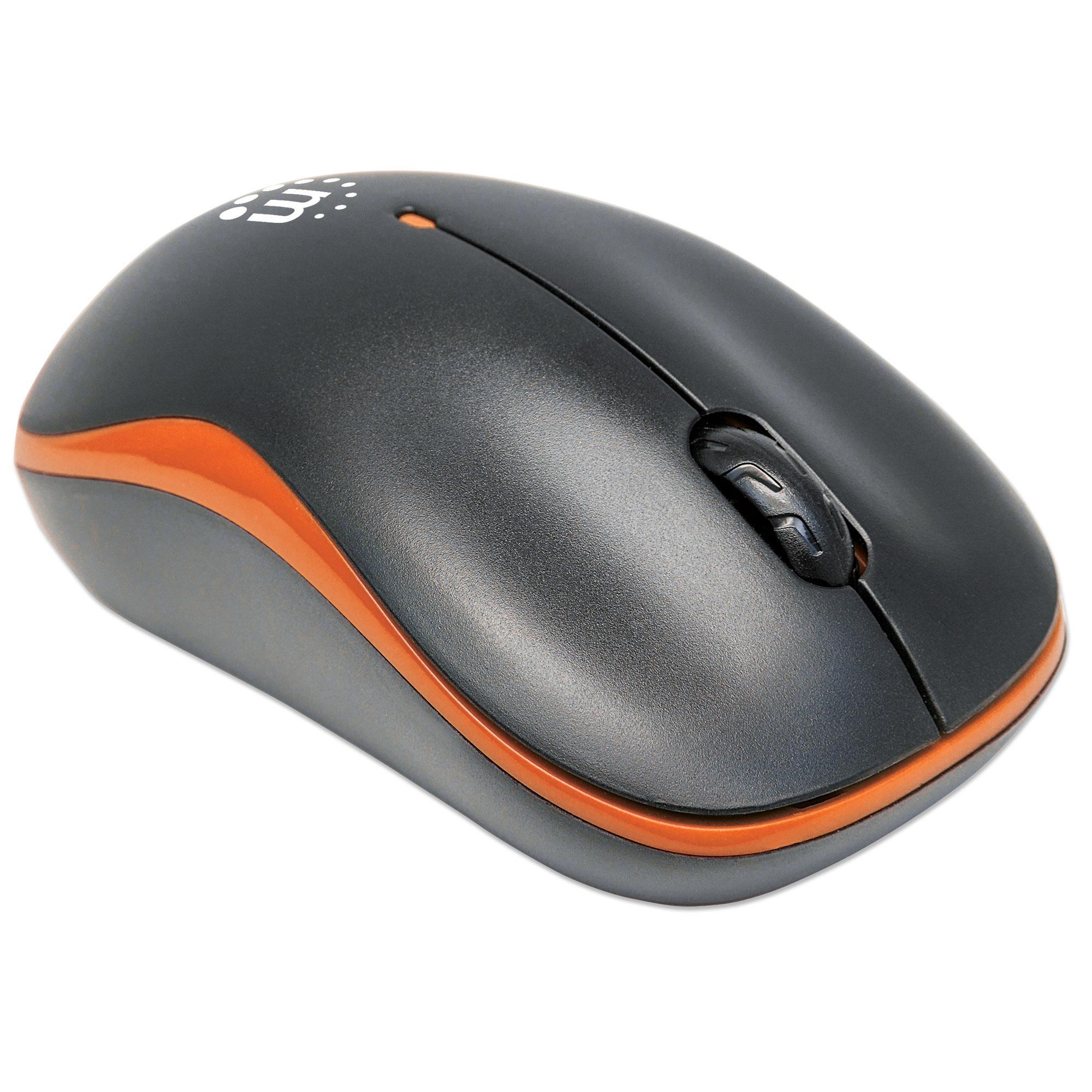 Mouse Ottico Wireless con Micro Ricevitore USB 1000dpi Nero/Arancione