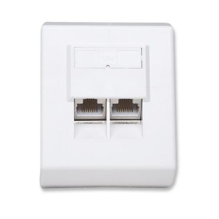 Presa a muro RJ45 Cat5e esterna 2 porte, FTP, colore bianco