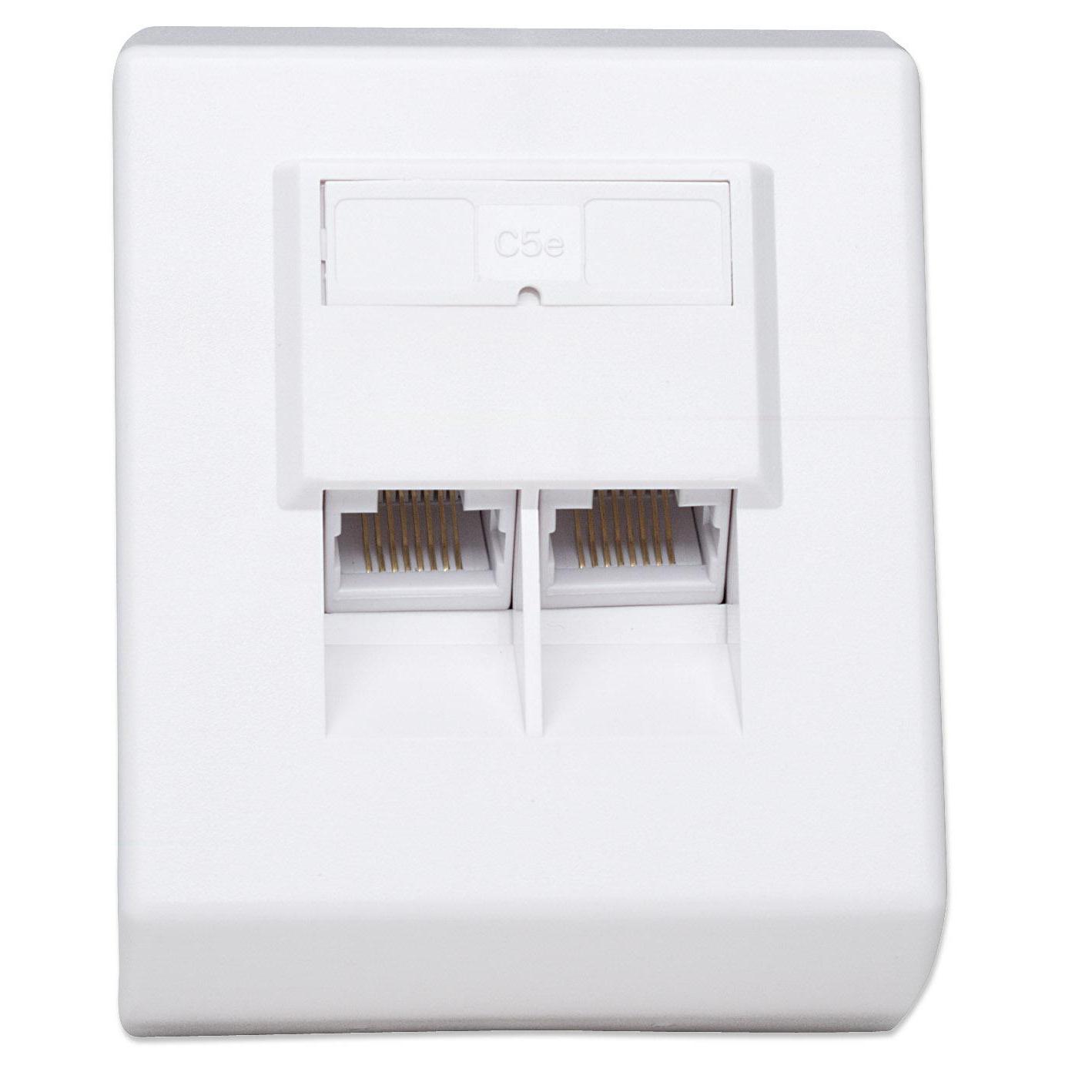 Presa a muro RJ45 Cat5e esterna 2 porte, UTP, colore bianco