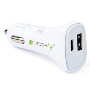 Caricatore da Auto USB+USB-C a 2 porte 1A+3A Bianco