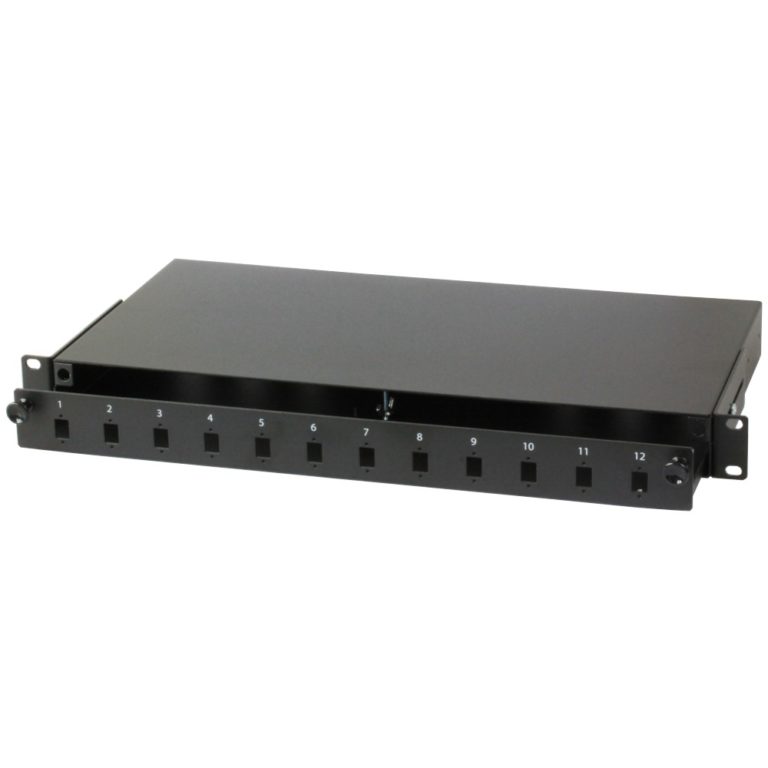 Cassetto Rack 19'' Fibra Ottica 12 porte LC Duplex/SC Simplex Nero