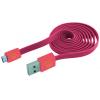 Cavo Flat USB AM a Micro USB M 1m A Rosa / Corallo