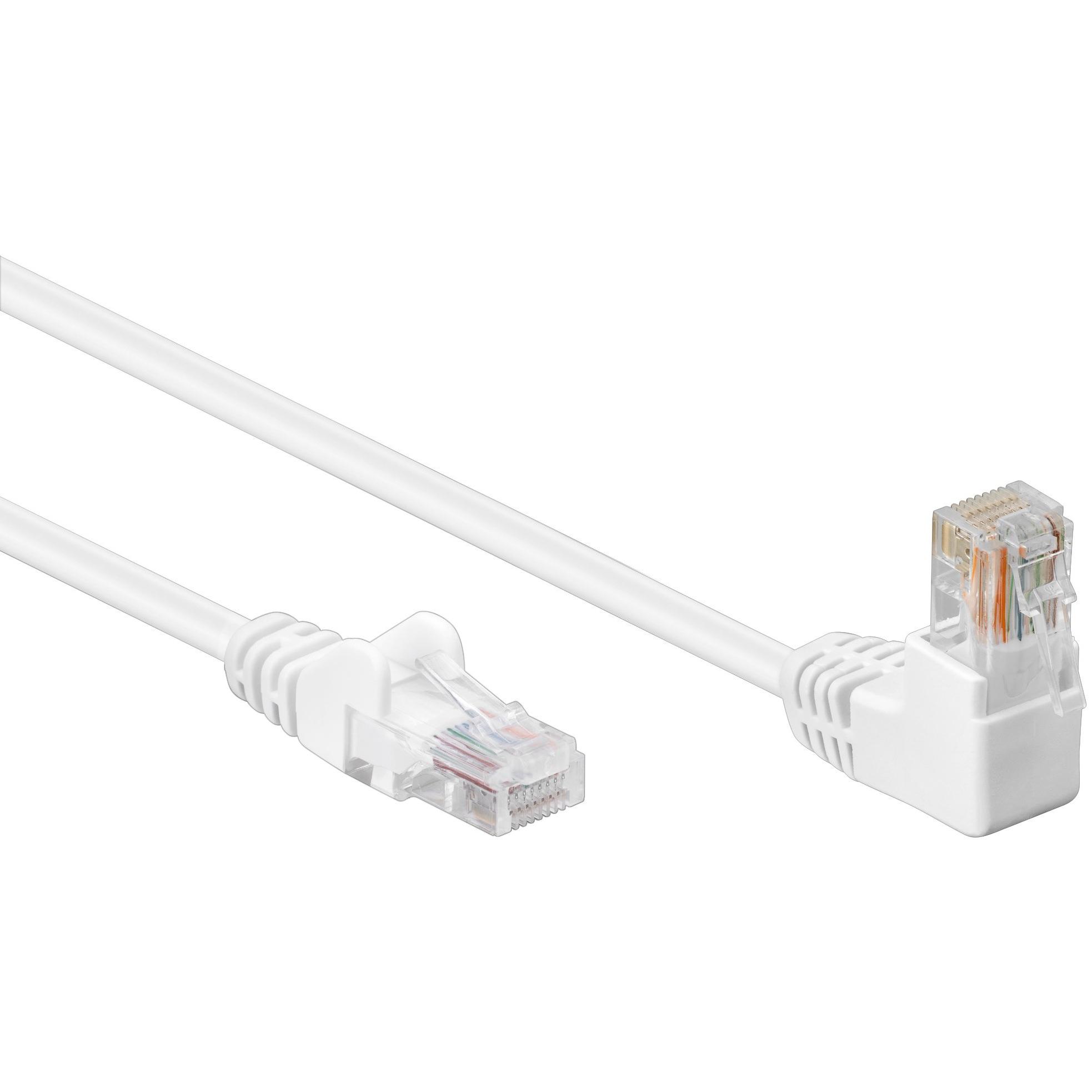 Cavo di rete Patch Connettore Angolato 90° CCA Cat.5e UTP 0,25m Bianco