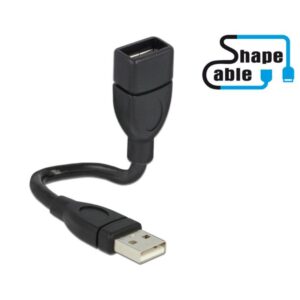 Cavo semi-rigido USB2.0 A Maschio / A Femmina 15cm Nero