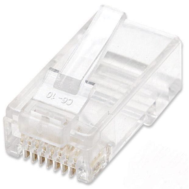 Confezione 100 Plug RJ45 UTP per Cavo Rigido Cat.5E