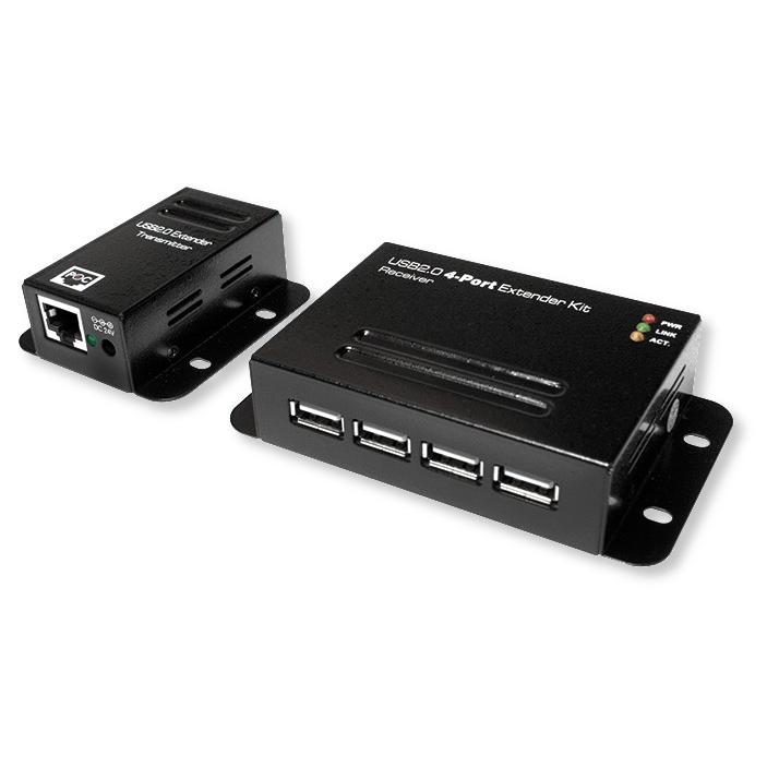 Extender USB su Cavo Cat.5/5e/6 fino a 50m con Hub 4 Porte, PoE