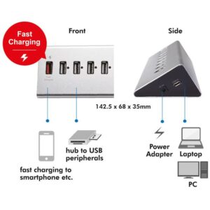Hub USB 8 Porte in Alluminio con Ricarica Veloce