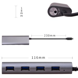 Hub USB-C 3.1 Gen1 SuperSpeed 4 Porte, Alluminio