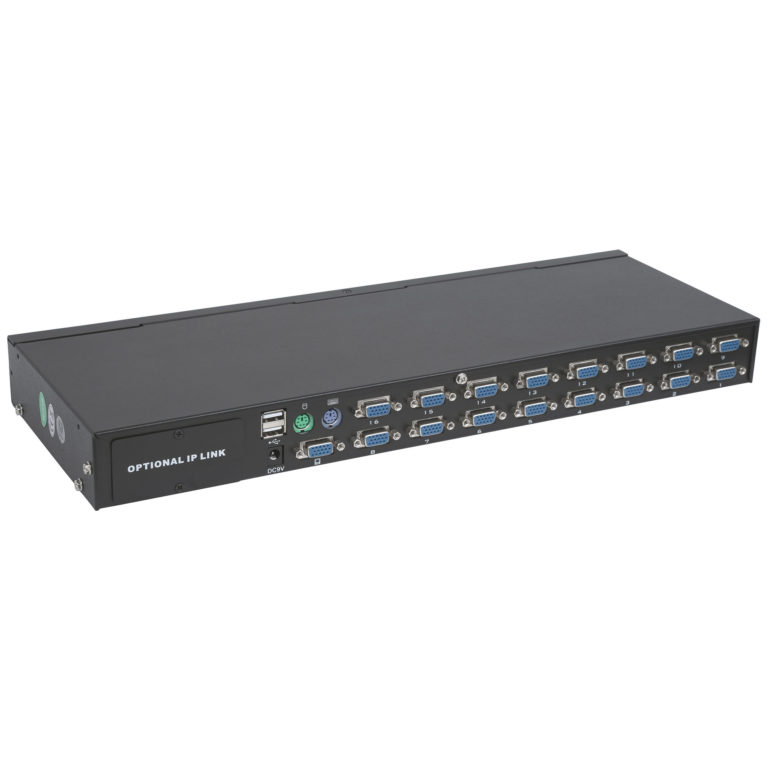 KVM Switch 16 porte combo USB + PS/2, OSD