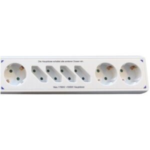 Multipresa Master-Slave a 4 Posti Schuko / 4 Italiana Bianco