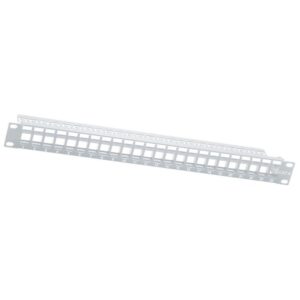 Pannello Patch Modulare 24 posti RJ45 Keystone UTP 1HE Grigio