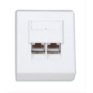 Presa a muro RJ45 Cat 6 esterna 2 porte, FTP, colore bianco