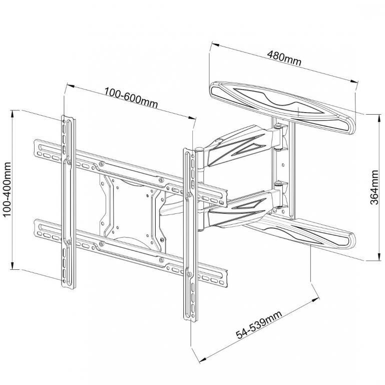 Supporto a Muro Ultra Slim per TV LED LCD 40-65'' Full Motion Nero