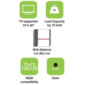 Supporto a Muro per TV LED LCD 13-30'' Full-Motion Nero