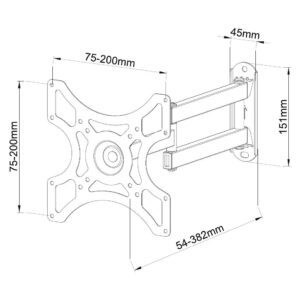 Supporto a Muro per TV LED LCD 19-37'' Full-Motion Nero