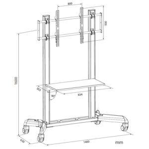 Supporto a Pavimento con Mensola Trolley TV LCD/LED/Plasma 32-70''