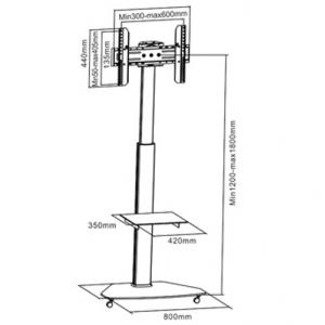 Supporto a Pavimento con Mensola Trolley TV LCD/LED/Plasma 37-70''