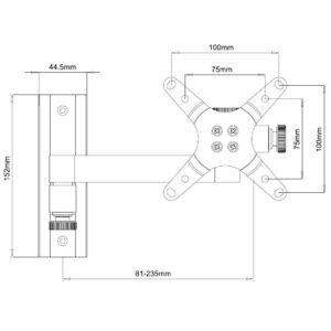 Supporto a muro per TV LED LCD 13-30'' inclinabile 2 snodi silver