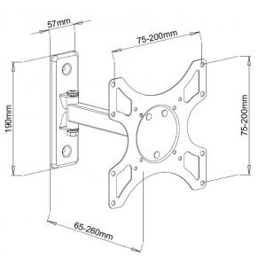 Supporto a muro per TV LED LCD 19 - 37'' inclinabile 2 snodi bianco