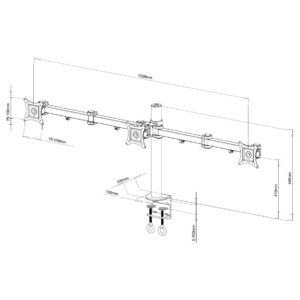 Supporto da scrivania per 3 Monitor 13-24'' con morsetto