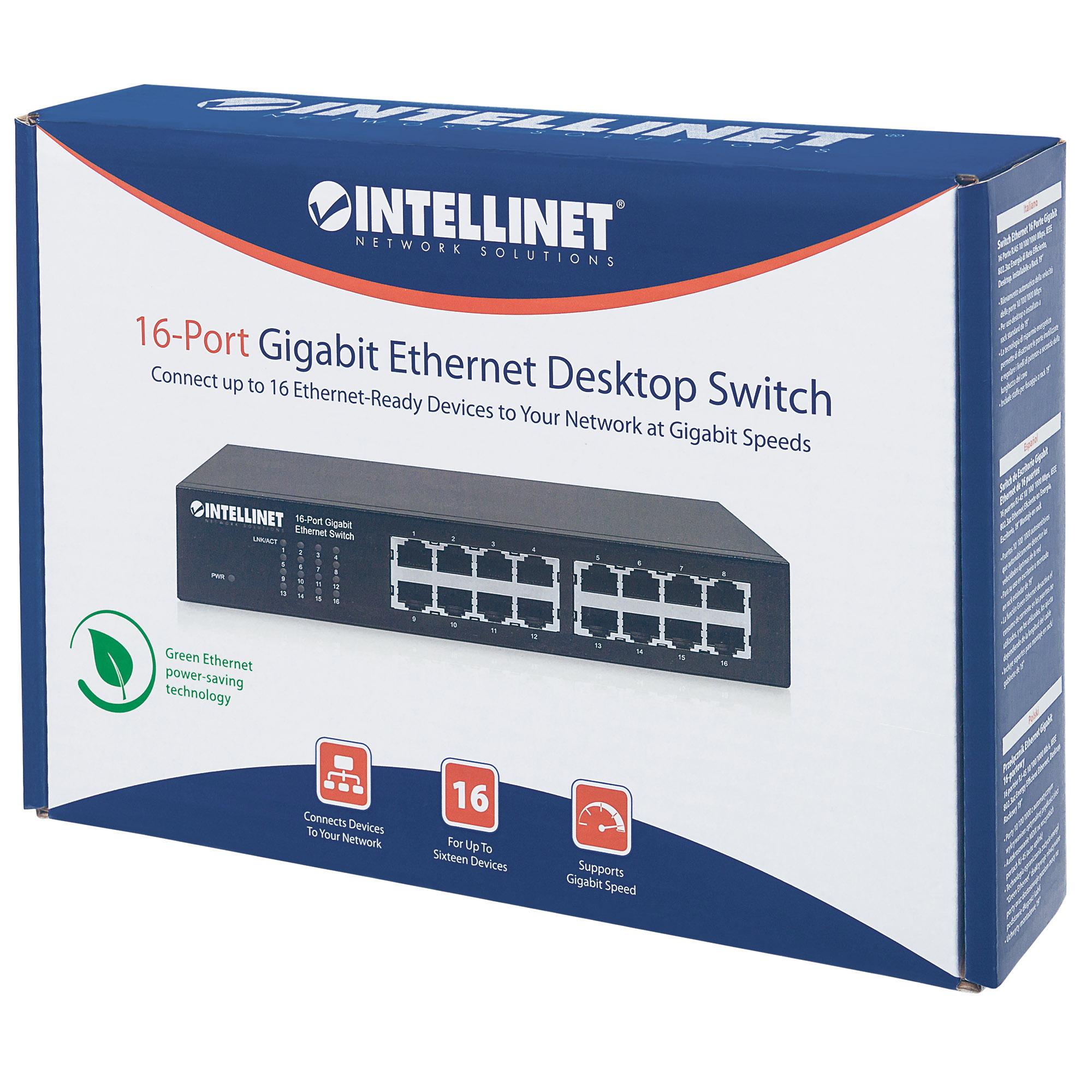 Switch Ethernet 16 Porte Gigabit da Rack 19''/Desktop Nero