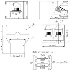 Accoppiatore telefonico 2x 6P6C F a 6P6C F