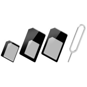 Adattatore Scheda SIM (4 in 1) nano-SIM, Micro-SIM e SIM Nero