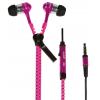 Auricolari Stereo Zipper con Microfono e Telecomando Fucsia