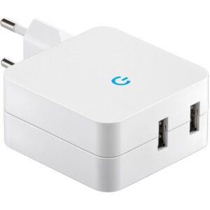 Caricatore 2 USB 4,2A Spina Europea 2pin Bianco