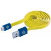 Cavo Flat USB AM a Micro USB M 1m Giallo / Blu