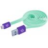 Cavo Flat USB AM a Micro USB M 1m Verde Acqua / Viola