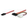 Cavo Slimline SATA Maschio / SATA Maschio / Molex, Rosso, 30 cm