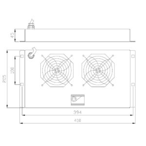 Gruppo di Ventilazione a Soffitto per Rack 19'' 2 Ventole Grigio