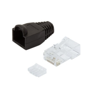 Plug Cat.6 RJ45 e Copriconnettore per Cavo Non Schermato, 100pz Nero