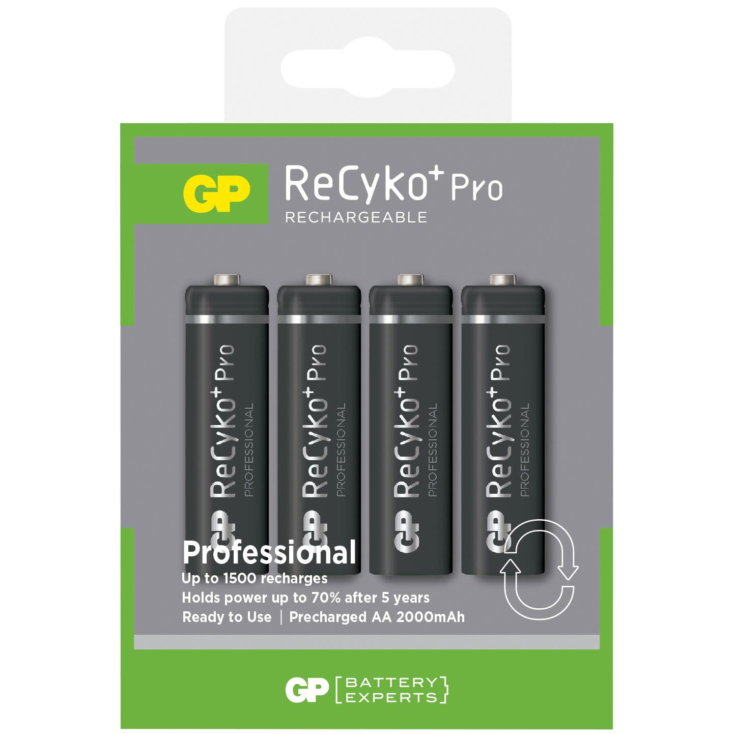 Blister 4 Batterie Ricaricabili AA Stilo 2000mAh GP ReCyko Pro