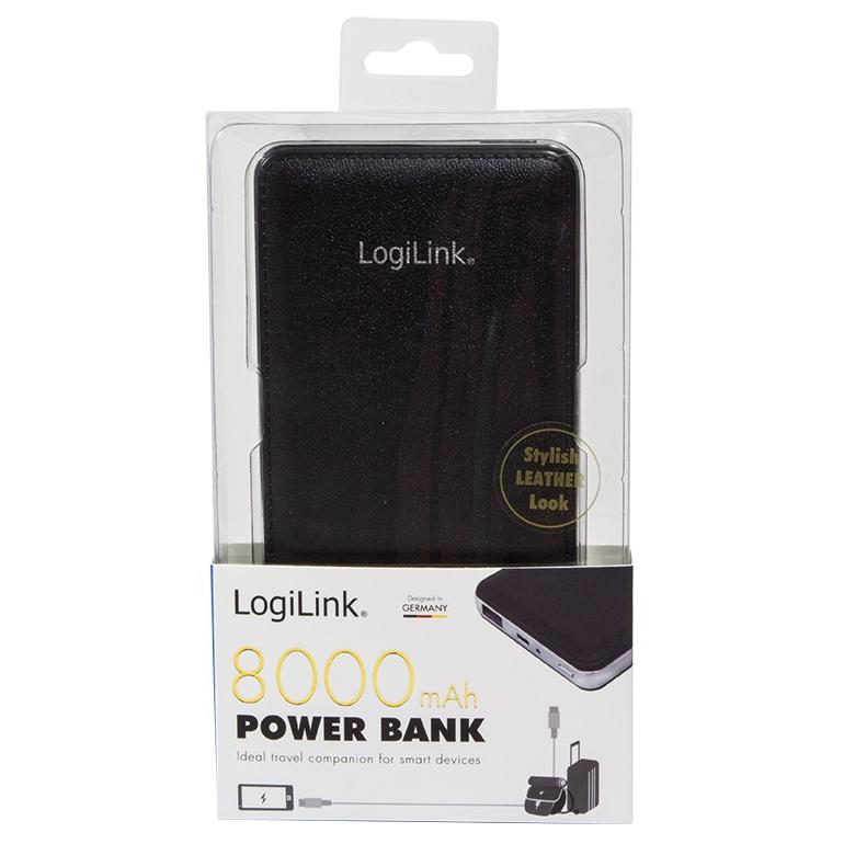 Carica Batterie Power Bank per Smartphone Tablet 8000mAh USB Nero