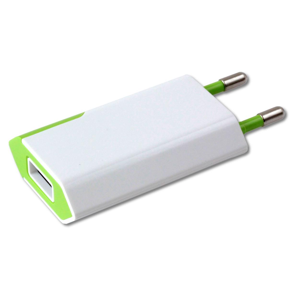 Caricatore USB 1A Compatto Spina Europea Bianco/Verde