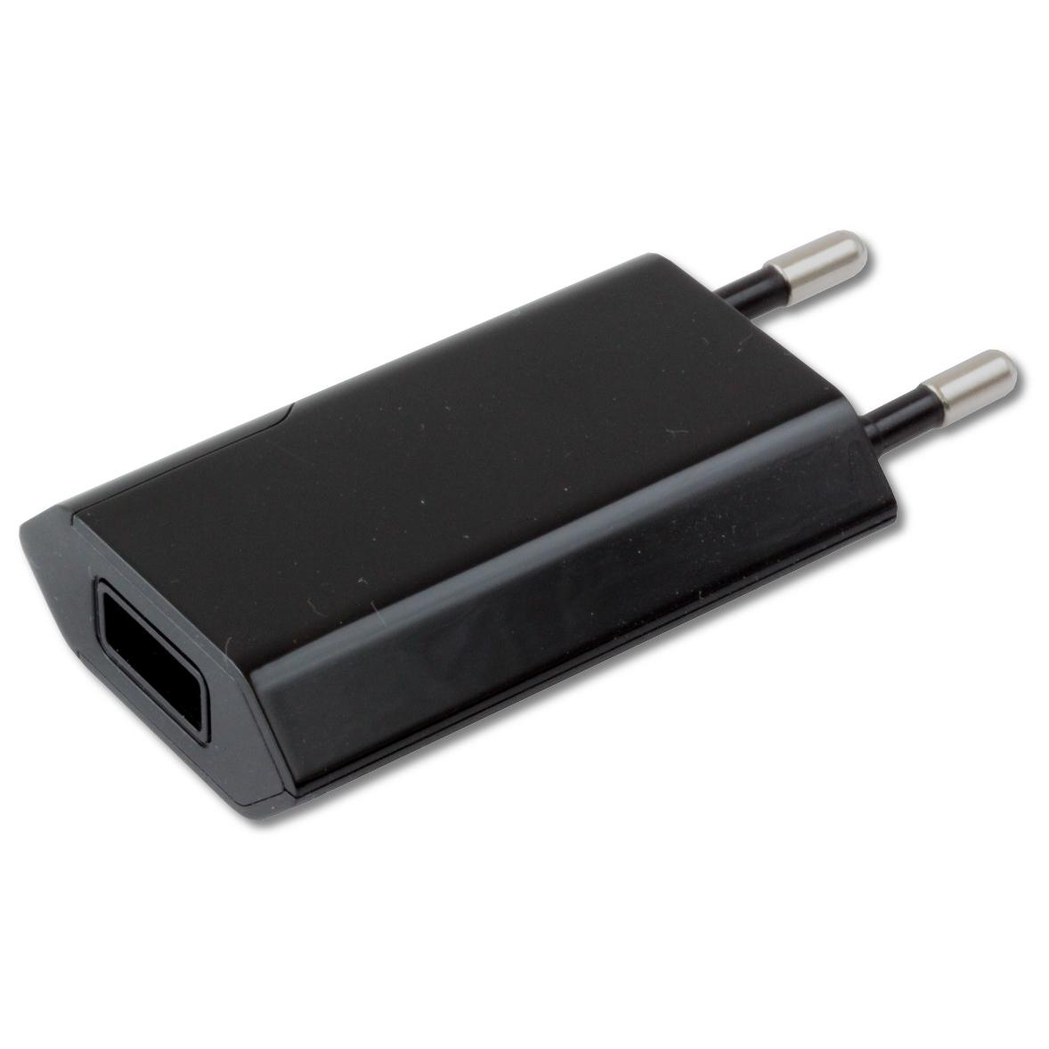 Caricatore USB 1A Compatto Spina Europea Nero