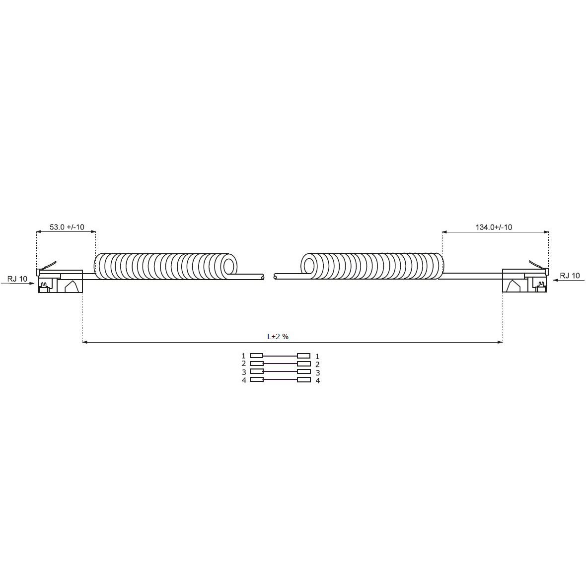 Cavo telefonico spiralato 4 mt RJ10 4P4C Bianco