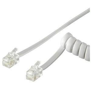 Cavo telefonico spiralato 4 mt RJ10 4P4C Bianco