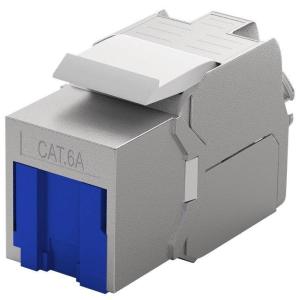 Frutto Keystone RJ45 Cat.6A STP con Otturatore Blu